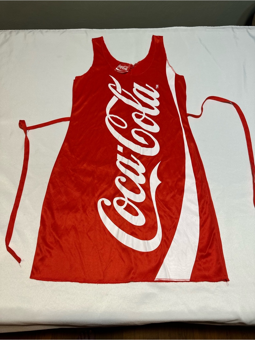 Coca Cola Red and White Logo -Style Slip Dress Halloween costume.